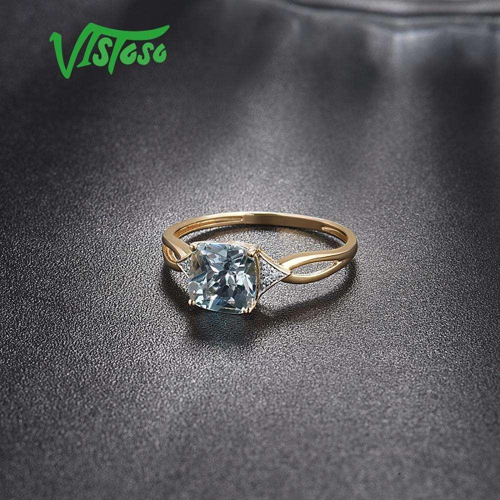 LUX 14K 585 Gold Blue Topaz Ring