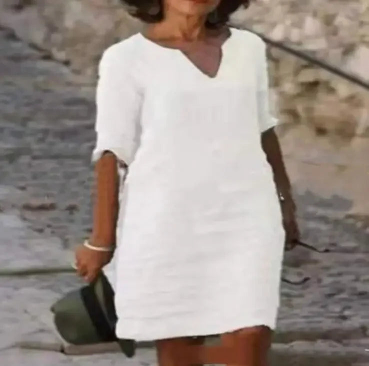 Women’s Three Quarter Sleeve Linen Dress
