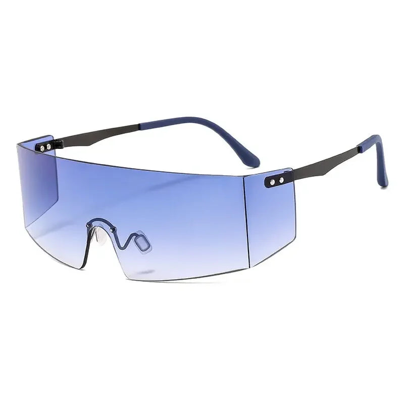 OEC CPO Fashion Rimless Sunglasses Women Men Big Flat Top Glasses Oversized Sunglasses Female Mirror Goggle UV400 O596