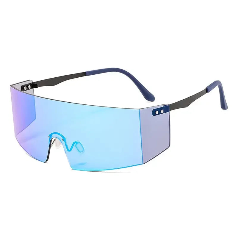OEC CPO Fashion Rimless Sunglasses Women Men Big Flat Top Glasses Oversized Sunglasses Female Mirror Goggle UV400 O596