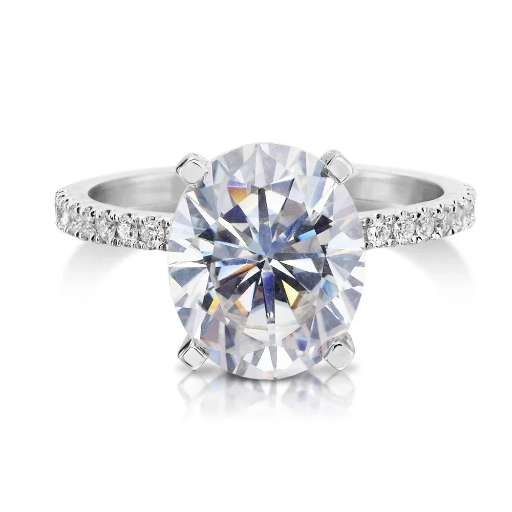 Queen 925 Sterling Silver Oval Cut 3ct Diamond Ring