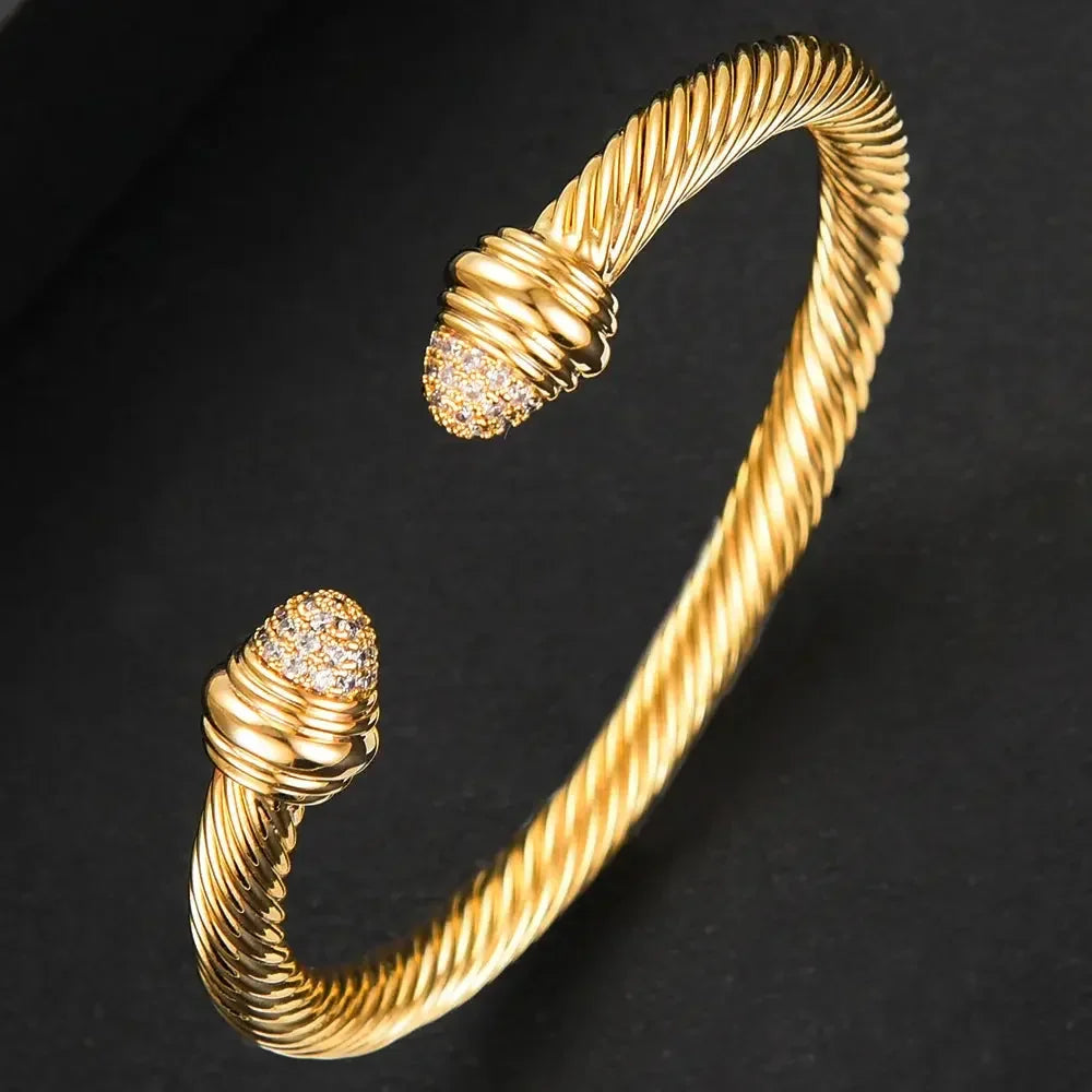Missvikki Original design Stackable Bangle For Women Bridal Wedding Cubic Zircon OPen Bangle Dubai Bracelet Party Jewelry