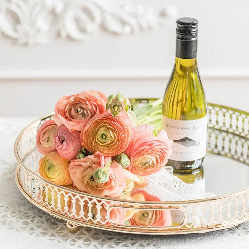 Elegant Mirror and Metalic Decor Tray