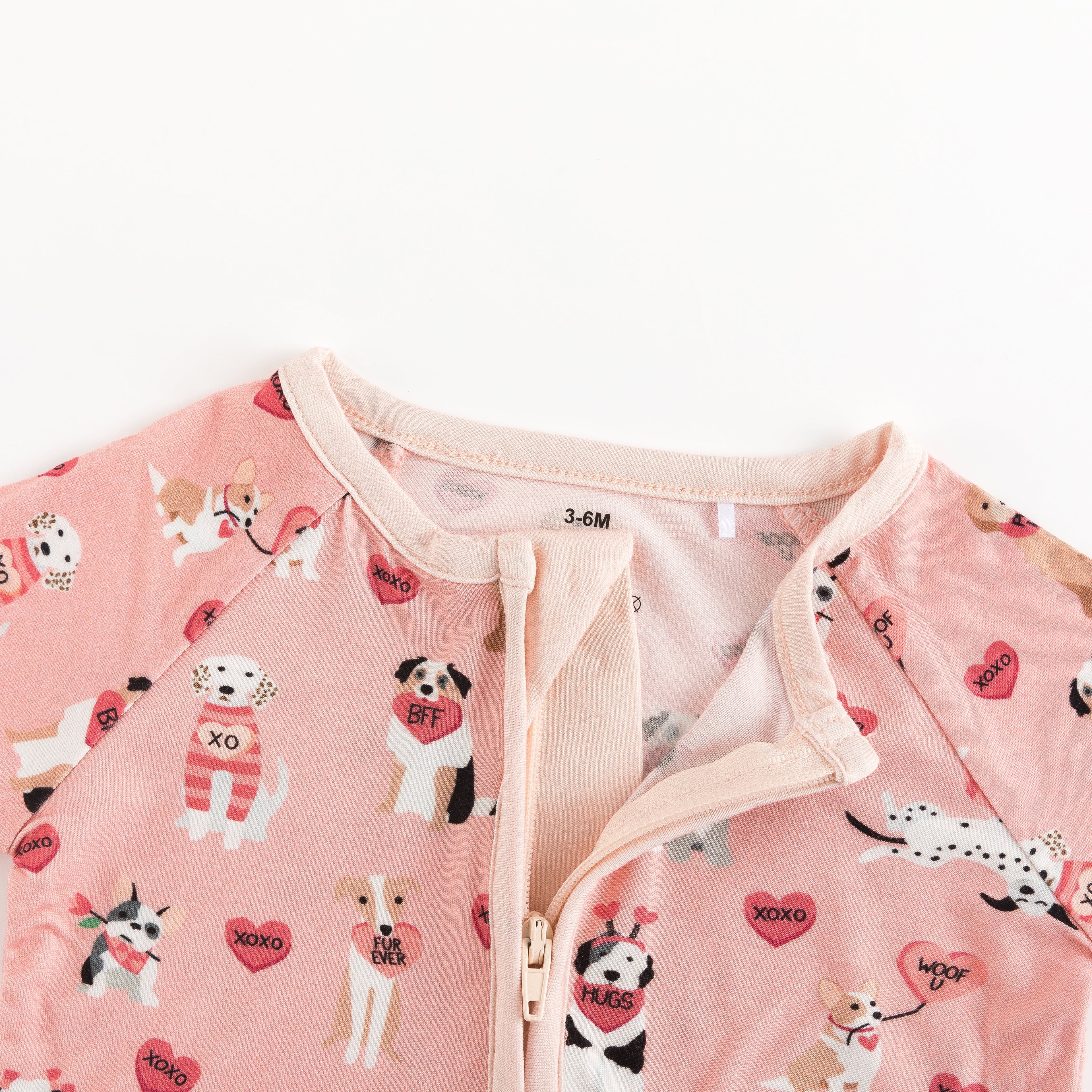 Pups & Kisses (Convertible Zip Footies) - Pink