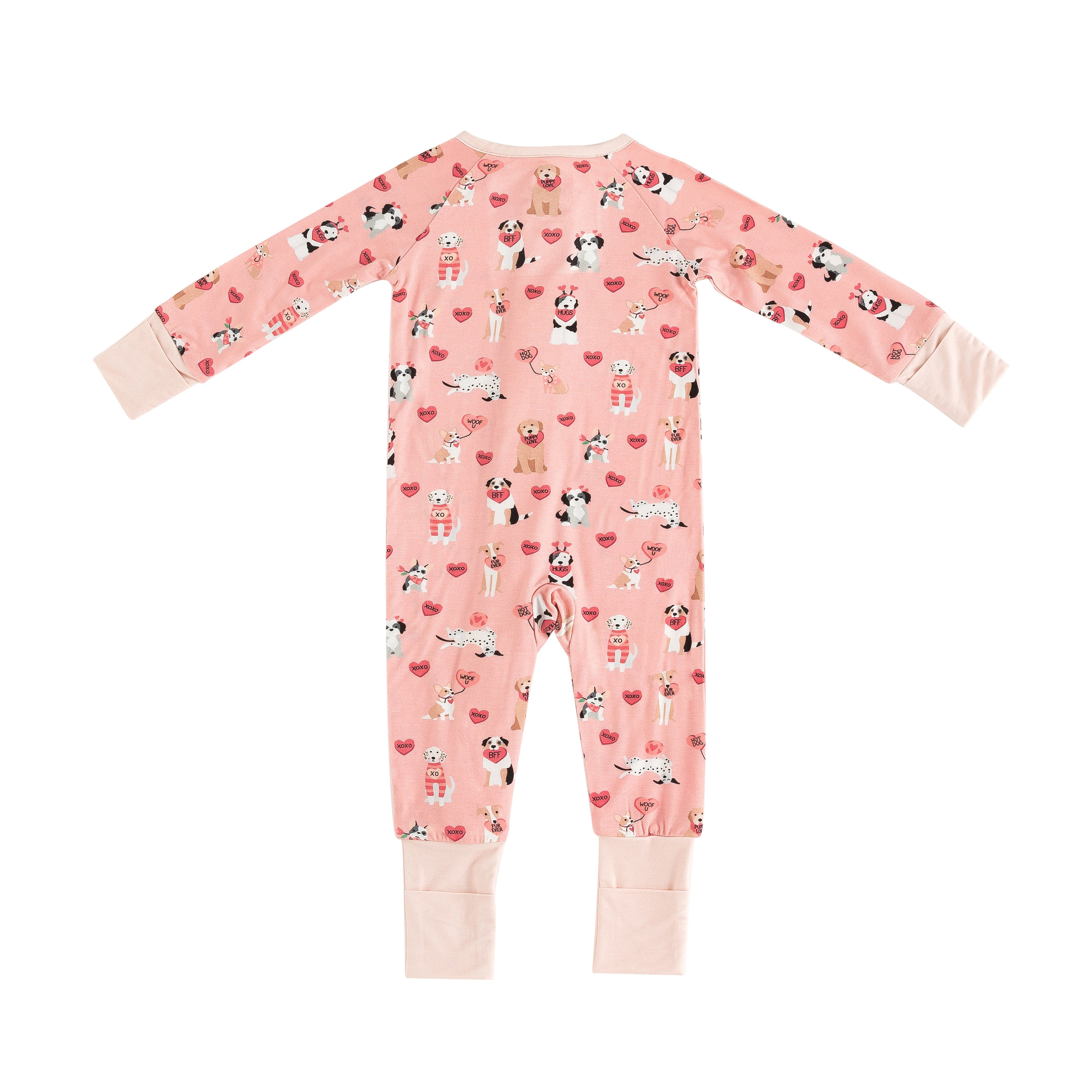 Pups & Kisses (Convertible Zip Footies) - Pink