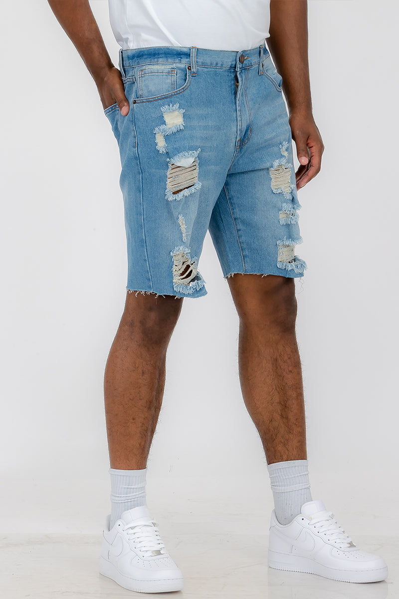 Washed Distressed Denim Shorts DSP1