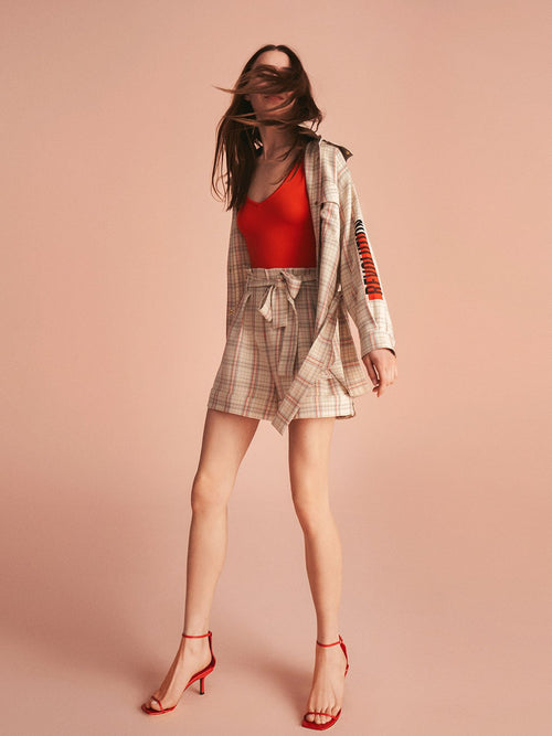 Belted Plaid Shorts