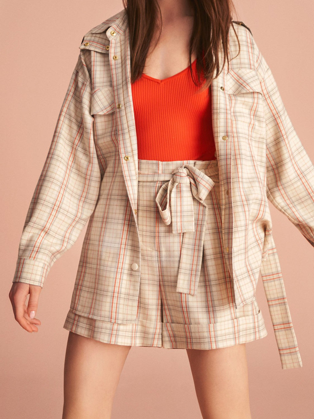 Belted Plaid Shorts