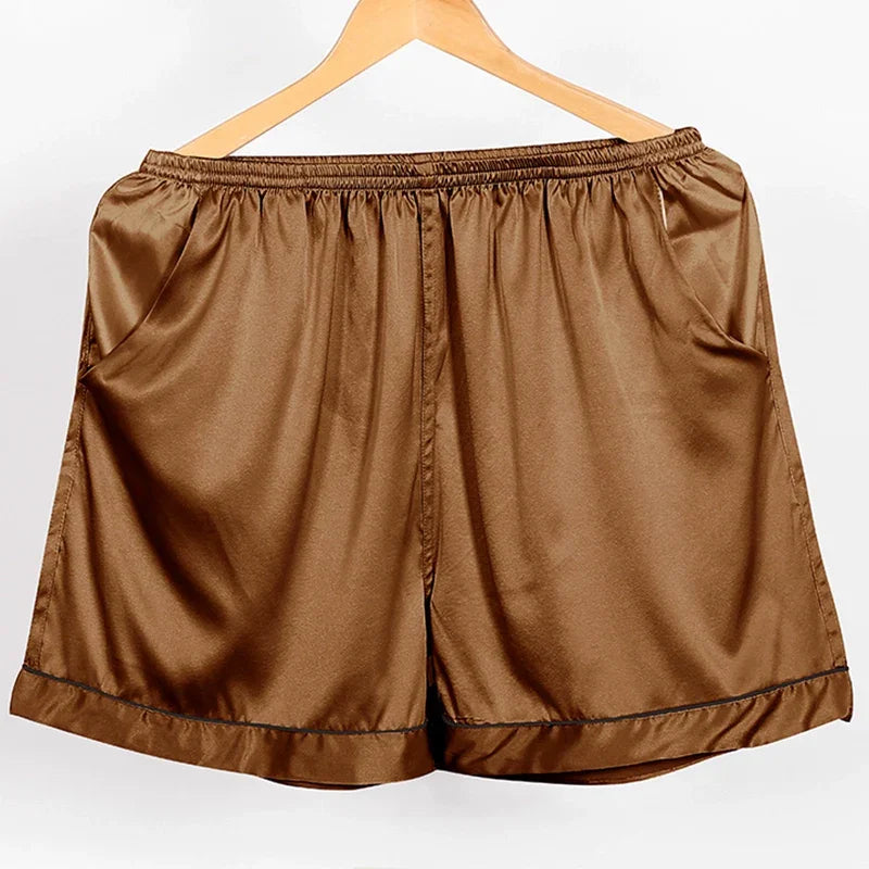 Shibeni Mulberry Silk Pajama Pants Men Beach Pants Home Shorts Thin Real Silk Stretch Satin Big Panties Casual