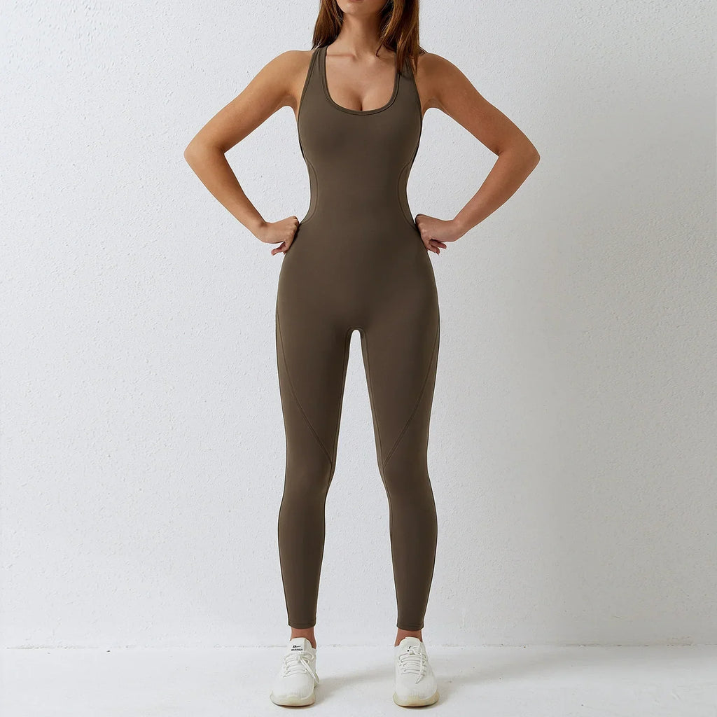 Fashion Tight Dance Yoga Jumpsuit Nude Feel Sports Fitness Clothes Beauty Back Quick-Drying Sexy Empty Dance Jumpsuit