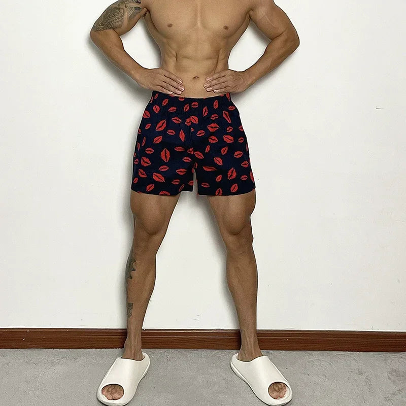 Uawo Men Home Casual Breathable Sweat Absorbing Shorts
