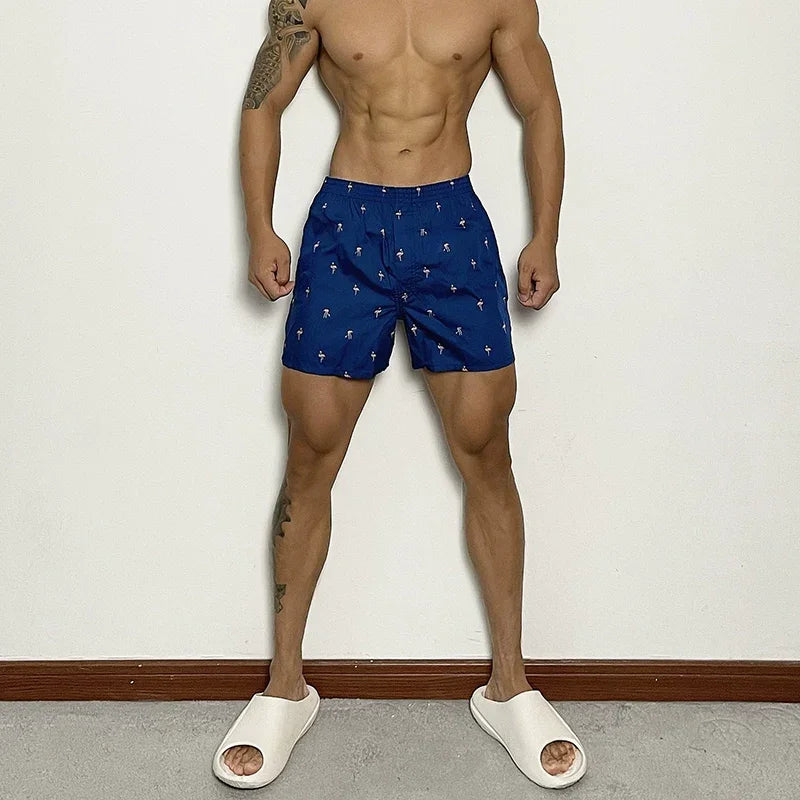 Uawo Men Home Casual Breathable Sweat Absorbing Shorts