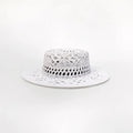 Fashion Style Spring/Summer Weaving Hollow Hand-Knitted Panama Vacation Wide Brim Straw Hat Sun Protection Sun Shade Outing Beach Hat