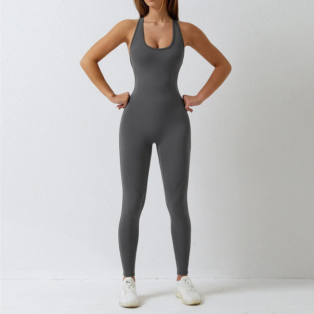 Fashion Tight Dance Yoga Jumpsuit Nude Feel Sports Fitness Clothes Beauty Back Quick-Drying Sexy Empty Dance Jumpsuit