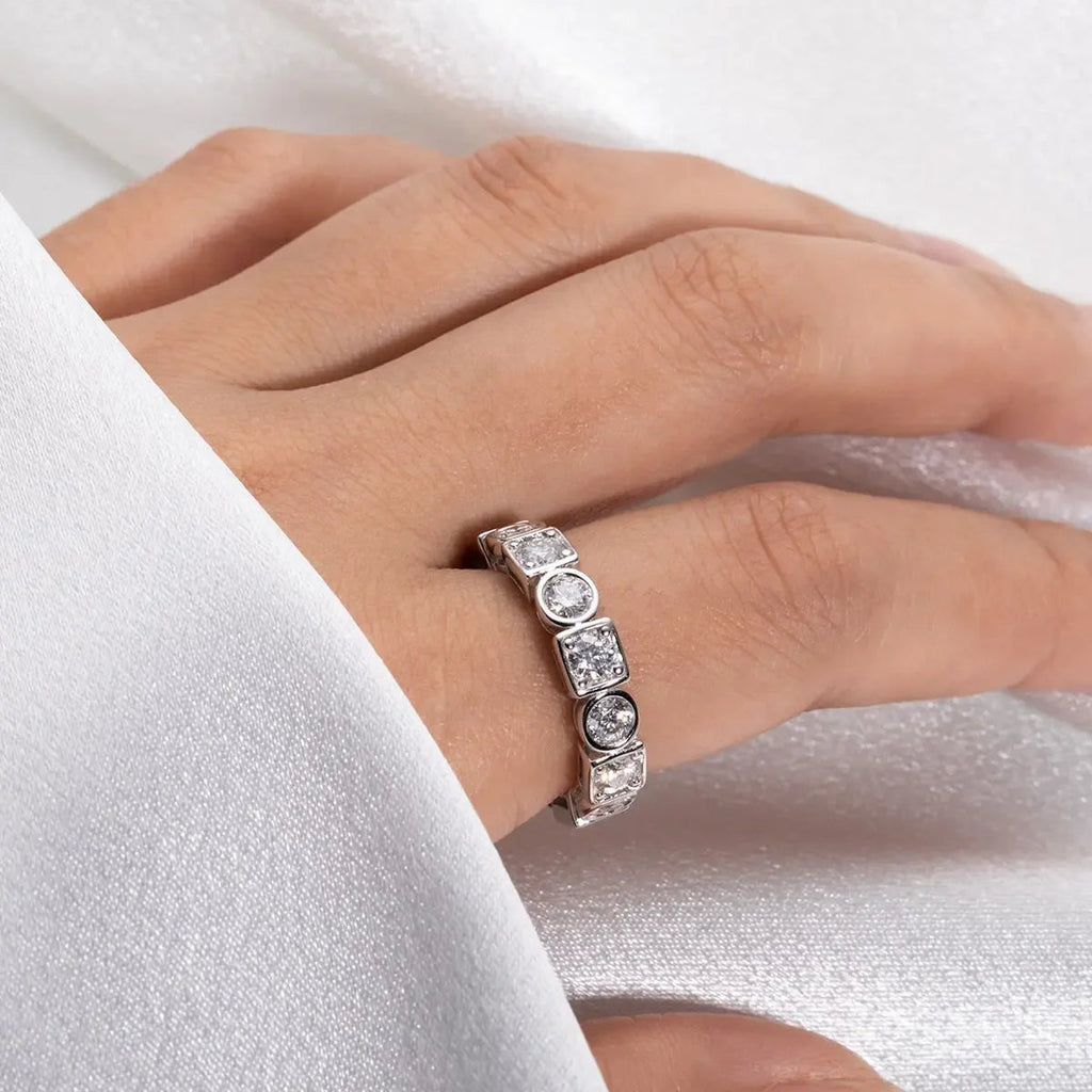 Girlfriend Love Ring 3.5mm  D Color Moissanite Wedding Band Ring 925 Silver Eternity Band