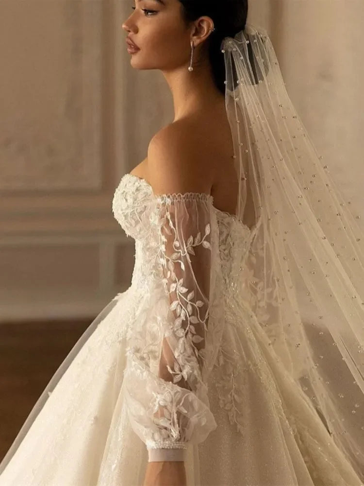 Pearls Bridal Veil Soft 1 Tier Beaded Wedding Veil for Bride Cathedral Length with Comb Wedding Accessories