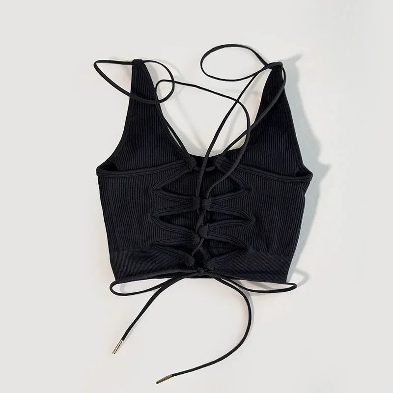 Yoga Sports Bras for Women Open Back Design Padded Crop Top Fitness Push Up Workout Running Gym Tops