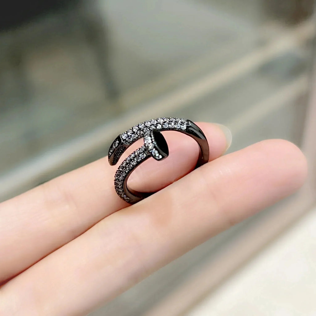 Exquisite Screw Rings for Woman Adjustable Crystal Zircon Copper Ring Nightclub Party Girl's Unusual Fashion Jewelry Accessories