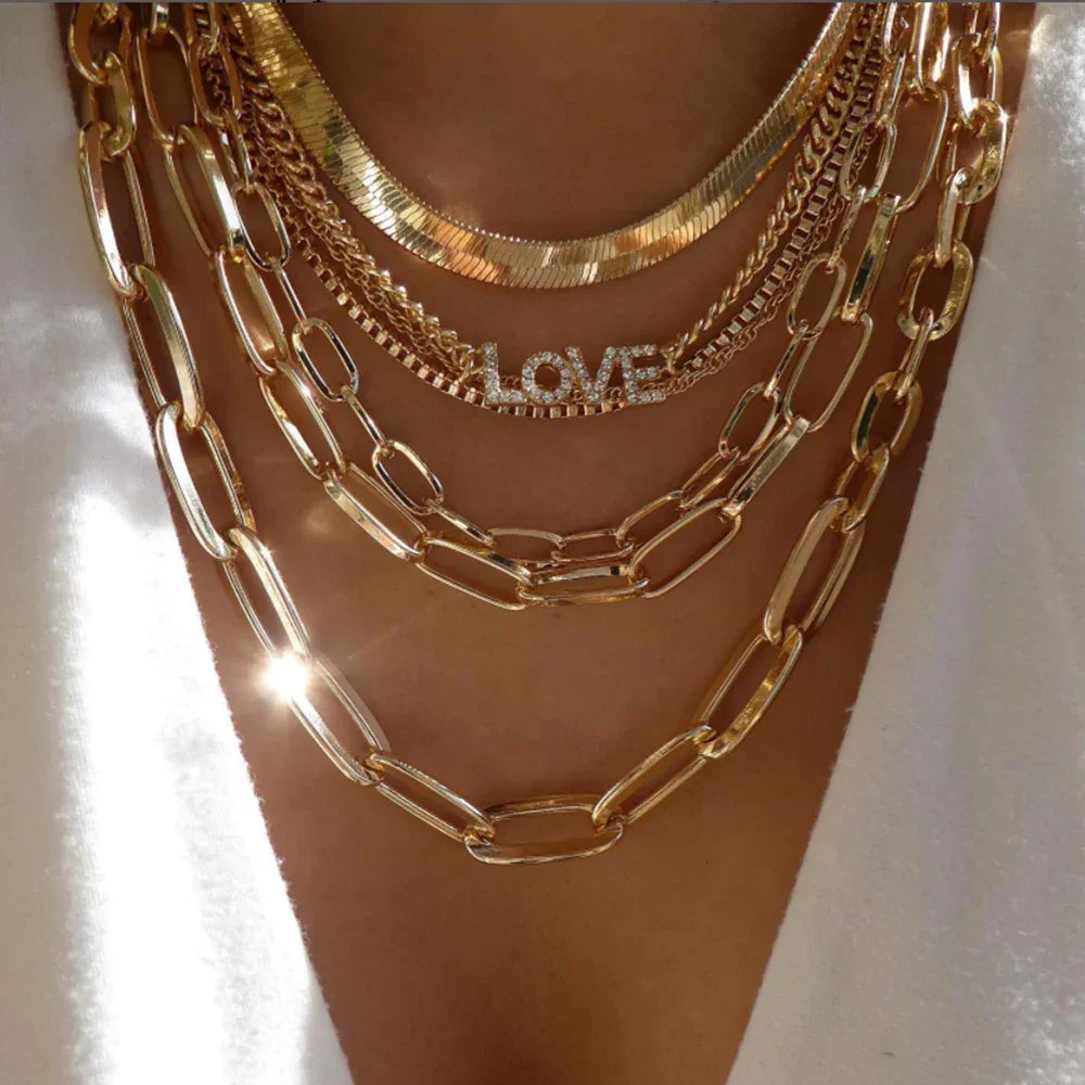 Boho Multi-Layer Crystal Pendant Necklaces