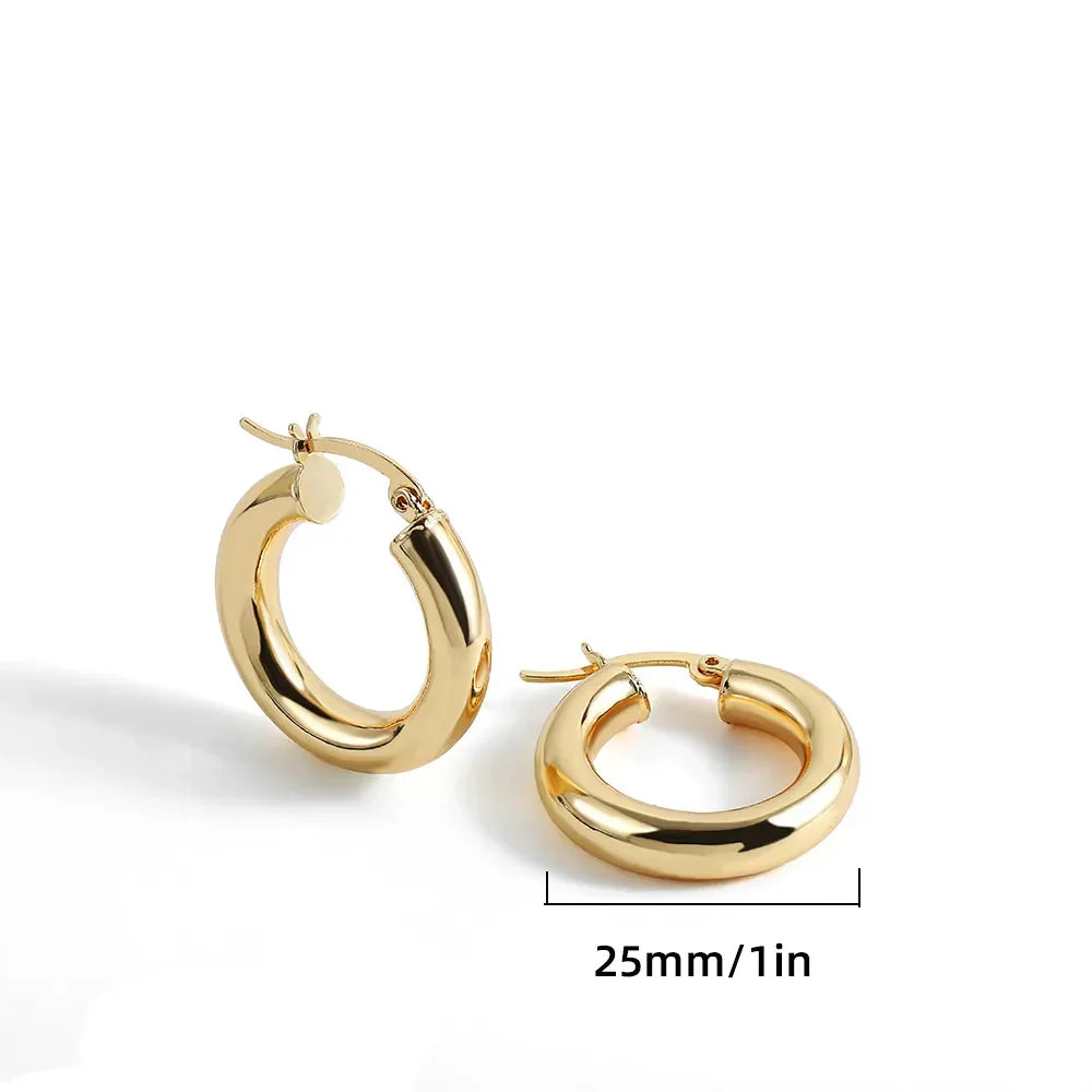 Gold Color Stainless Steel Hoop Earrings for Women Small Simple Round Circle Huggies Ear Rings Steampunk Accessories