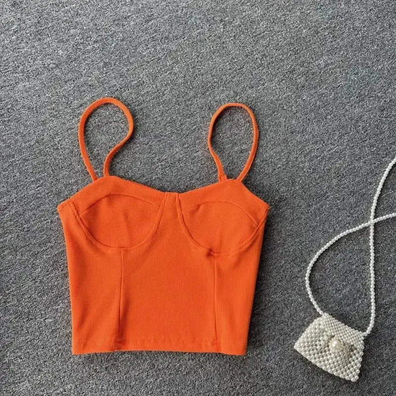 Strapless Western Style Skinny Tanks Camis for Women Summer Casual Solid Colours Female Corset Crop Tube Tops with Built In Bras