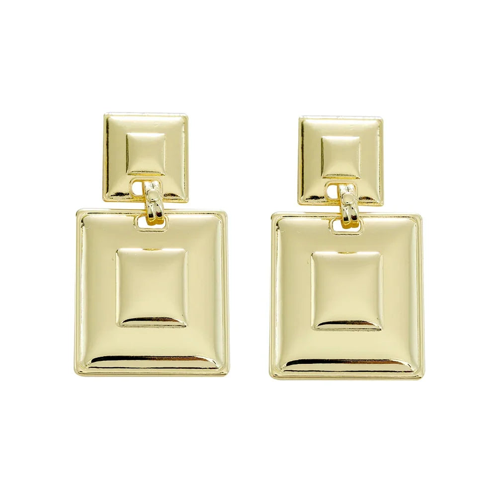 Vintage Metal Flower Statement Earrings