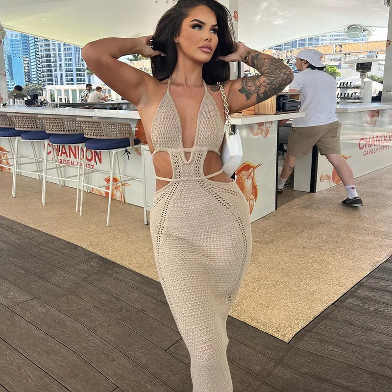 Mykonos Halter Midi Pool Dress