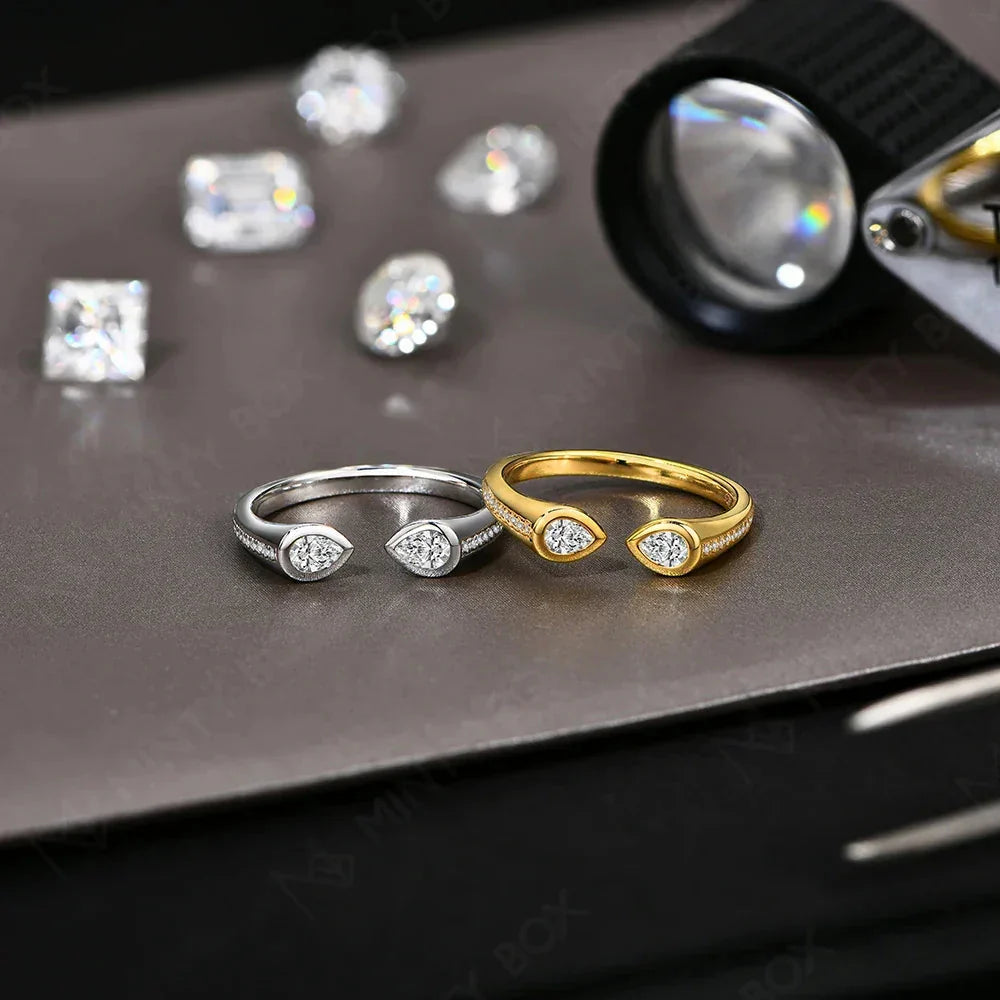 MINTYBOX Pear Shape Lab Grown Diamond Ring 0.5CT S925 Silver Moissanite Rings For Women 18k White Gold Plated Wedding Jewelry
