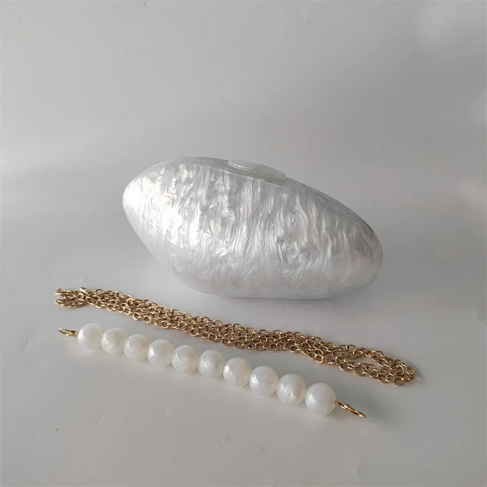 Pearl Acrylic Shell Clutch