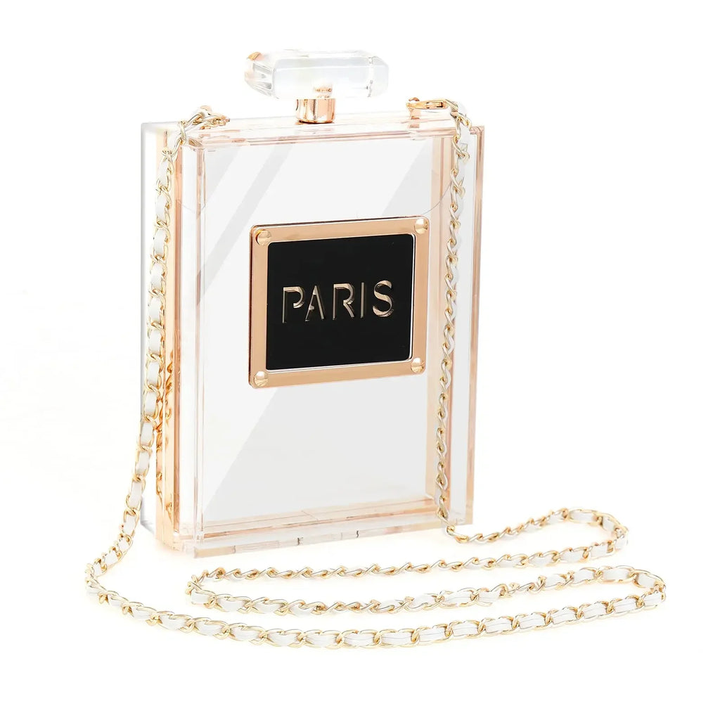 Acrylic Paris Perfume Shaped Crossbody Bag