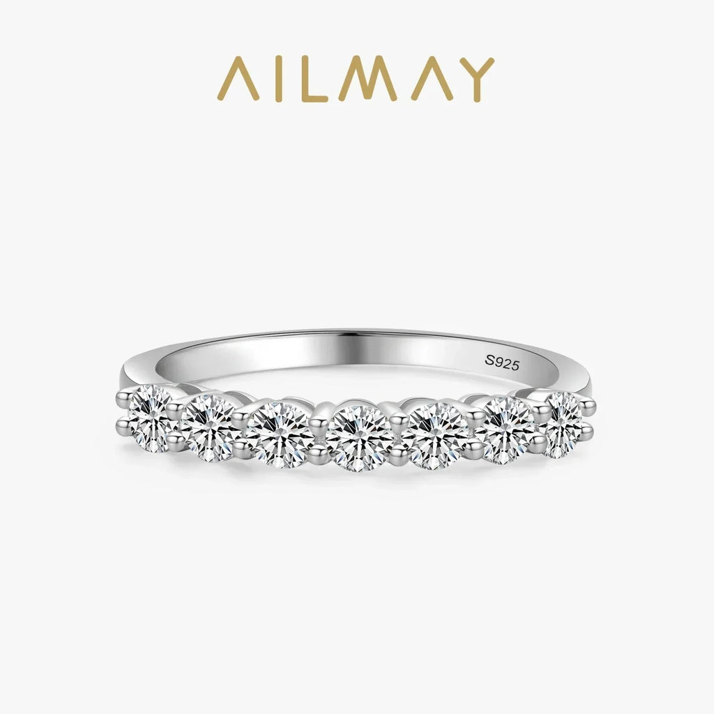 Ailmay 100% 925 Sterling Silver Stackable Round  Dazzling Cubic Zirconia Rings for Women Wedding Engagement Jewelry Gift