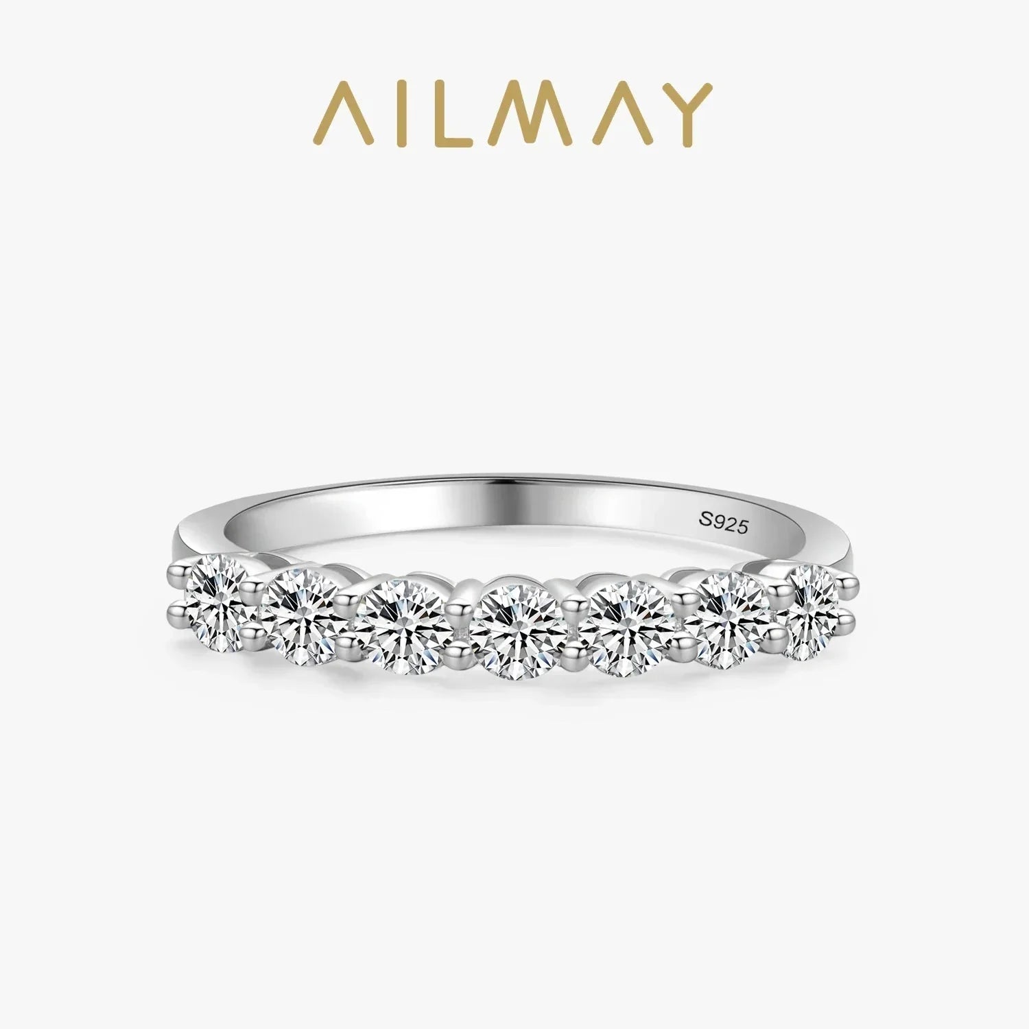 Ailmay 100% 925 Sterling Silver Stackable Round  Dazzling Cubic Zirconia Rings for Women Wedding Engagement Jewelry Gift