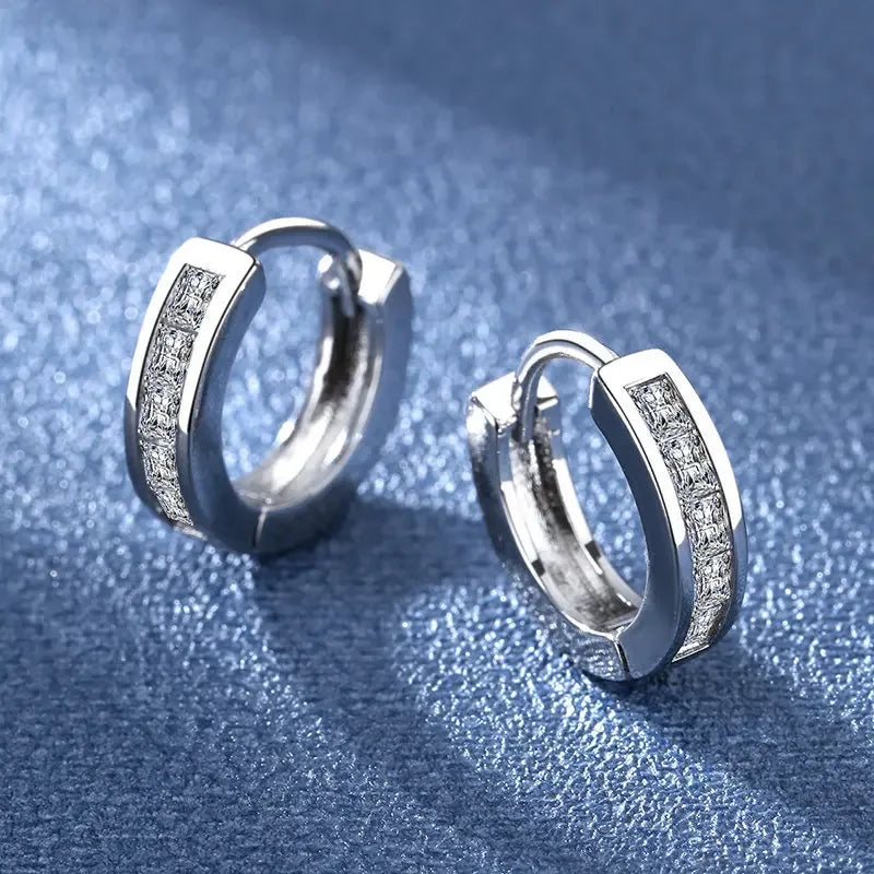 Iconic 925 Sterling Silver Crystal CZ Stud Earrings
