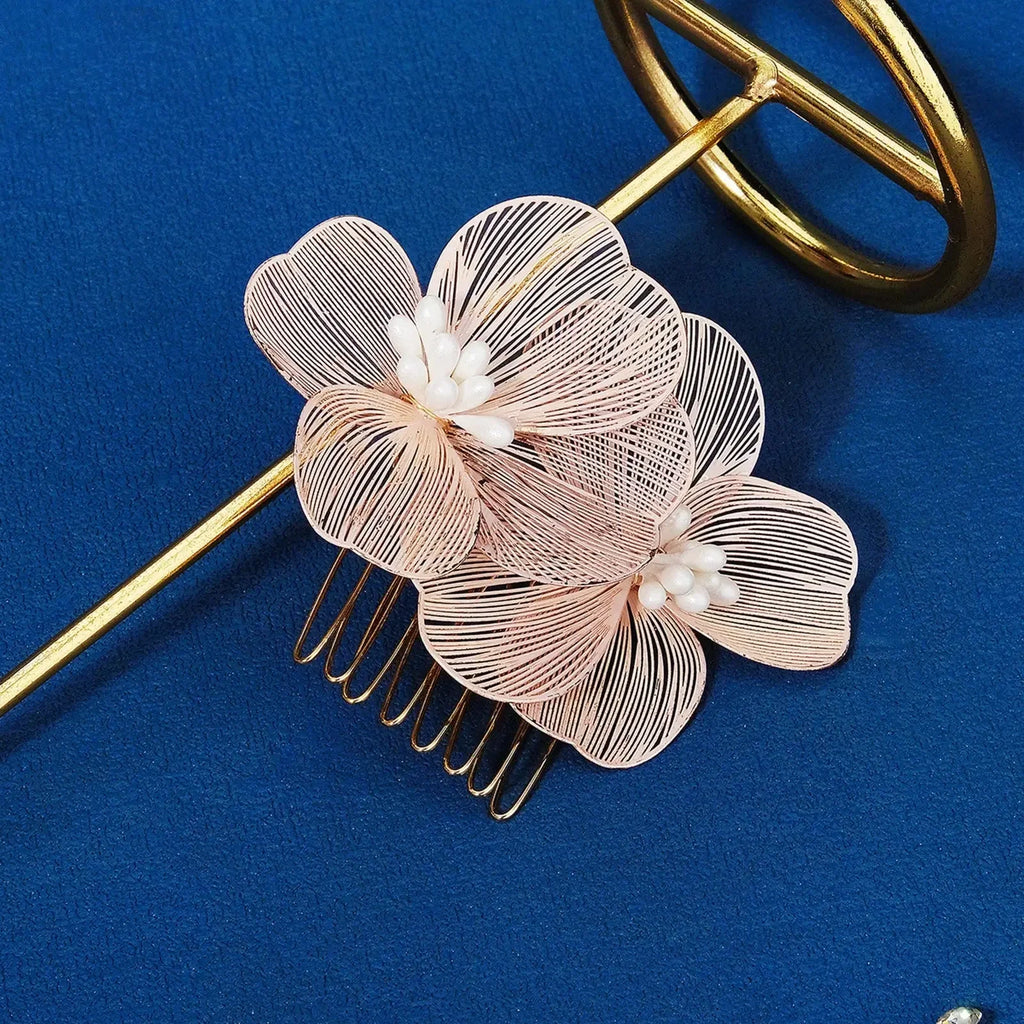 Flower Hairband Bridal Hair Jewelry Pearl Crystal Headband Elegant Birthday Party Tiara Crown Wedding Hair Accessories For Women