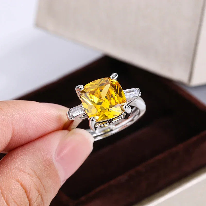 Canary Yellow 925 SS Resizable Ring