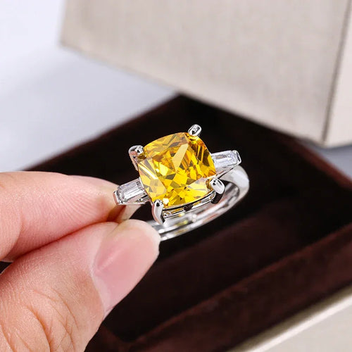 Canary Yellow 925 SS Resizable Ring