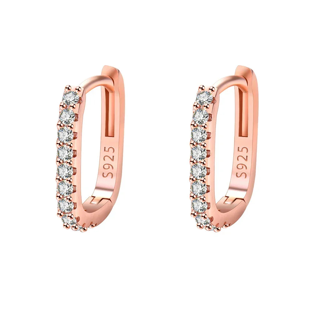 Destiny 925 SS Zircon Hoop Earrings