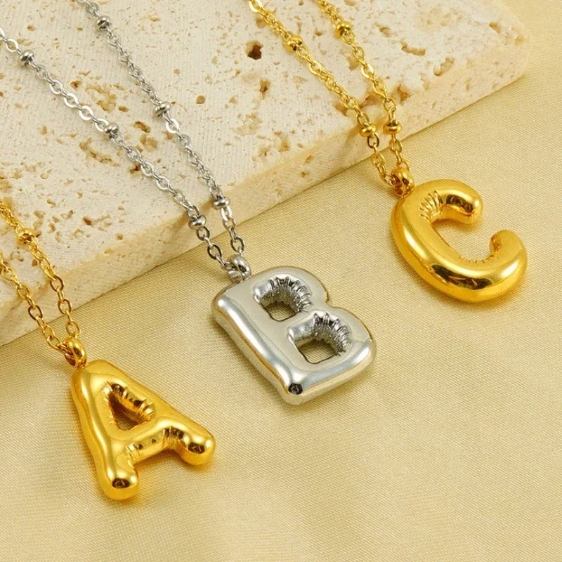 Vintage Letter Necklace 18K Gold Plated Stainless