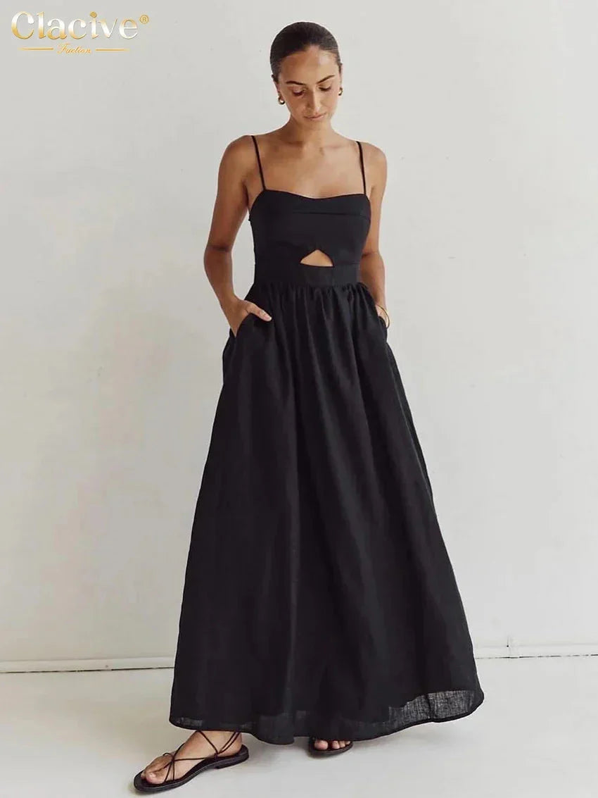 Stunning Black Cotton Prom Dress