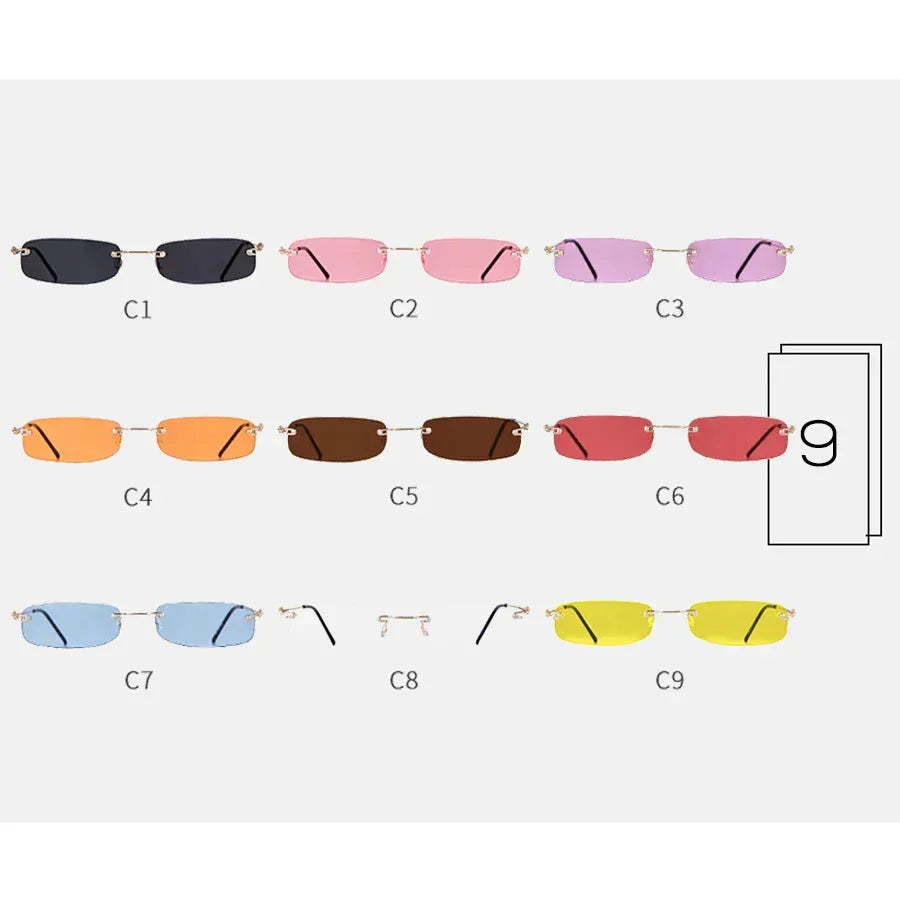 90s Designer Narrow Frameless Tint Sun Glasses Shades SP40