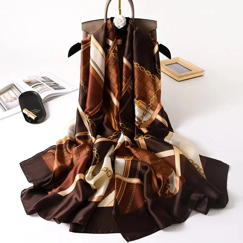 180*90cm Luxury Brand Women Summer Silk Scarves Shawl Lady Wrap Soft Female Europe Designer Beach Bandanna foulard muffler pareo