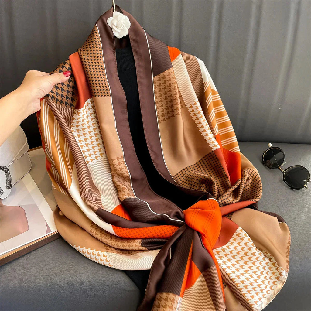 180*90cm Luxury Brand Women Summer Silk Scarves Shawl Lady Wrap Soft Female Europe Designer Beach Bandanna foulard muffler pareo