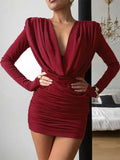 Red Long Sleeve Mini Dress