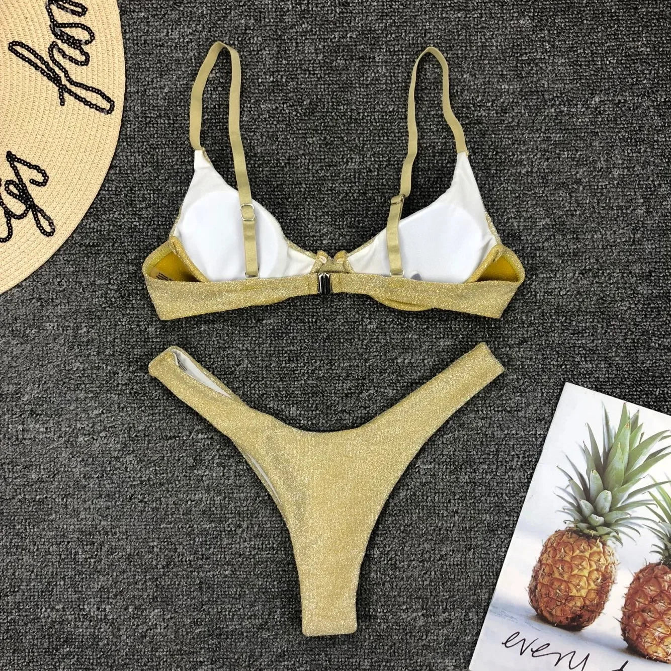 Sexy Silver Glitter Bikini 2022 Swimwear Women Push Up Cut Out Underwire Thong Swimsuit Summer Brazilian Bathing Suit Biquini