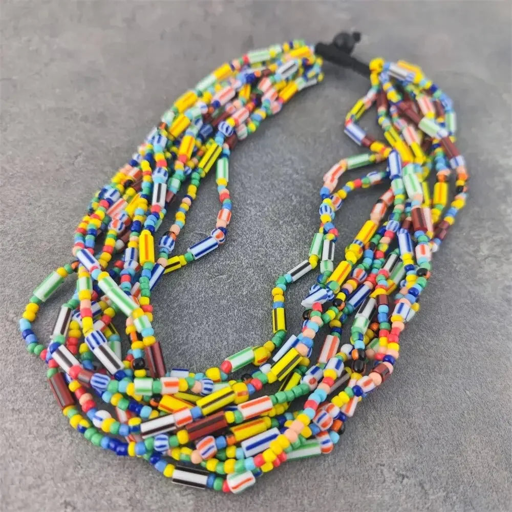 Handmade Women Long Necklace Boho Bohemian Necklace Accessories Colorful Vintage Ethnic Punk Style Fashion Jewelry