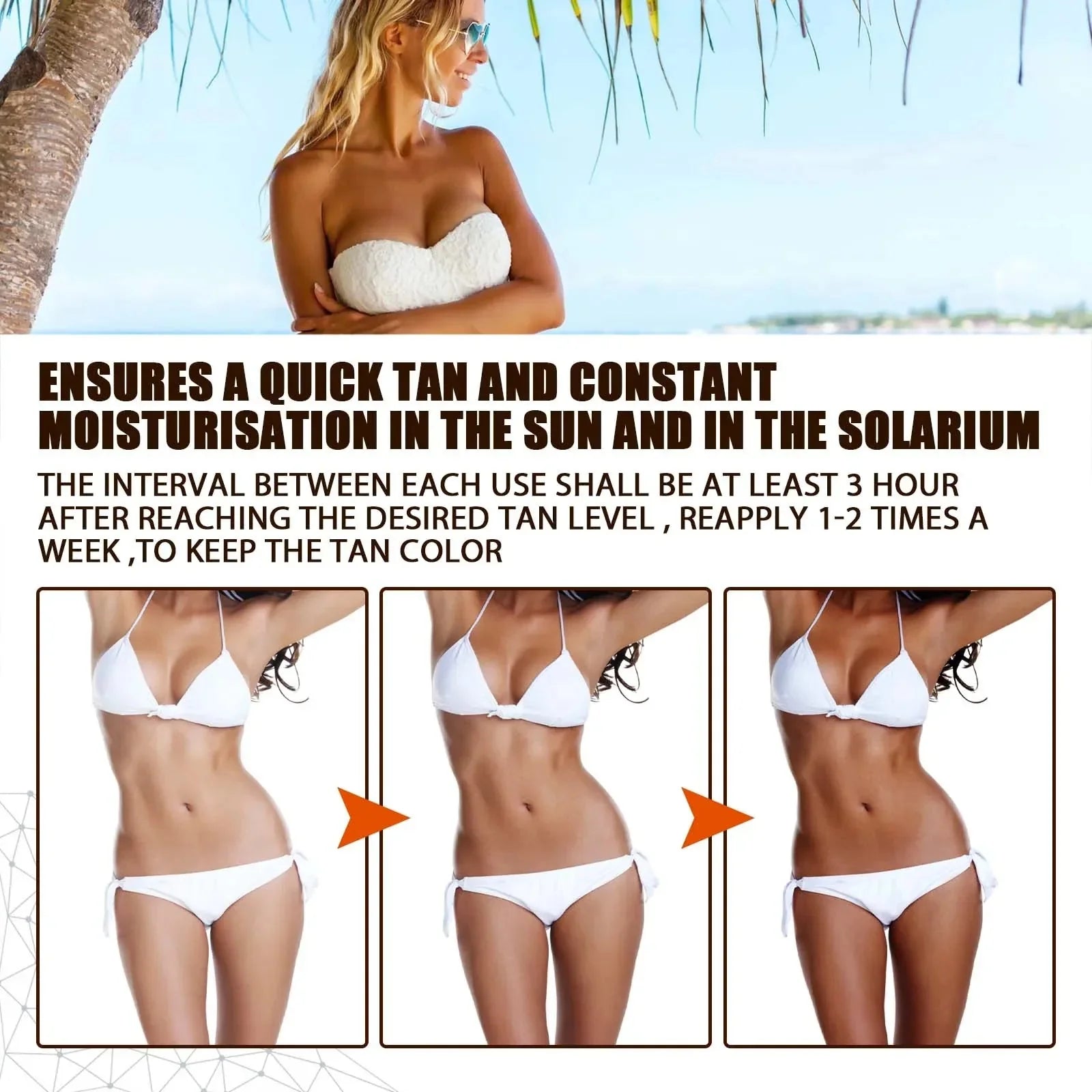 Tanning Spray Accelerate Darker Natural Sunless Booster Solarium Hydrating Smooth Long Lasting Sunbathing Bronzer Tanning Mousse