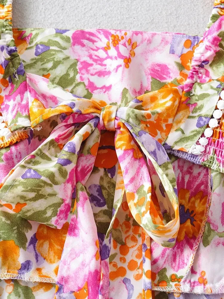 Sunset Bloom Ruffle Mini Dress