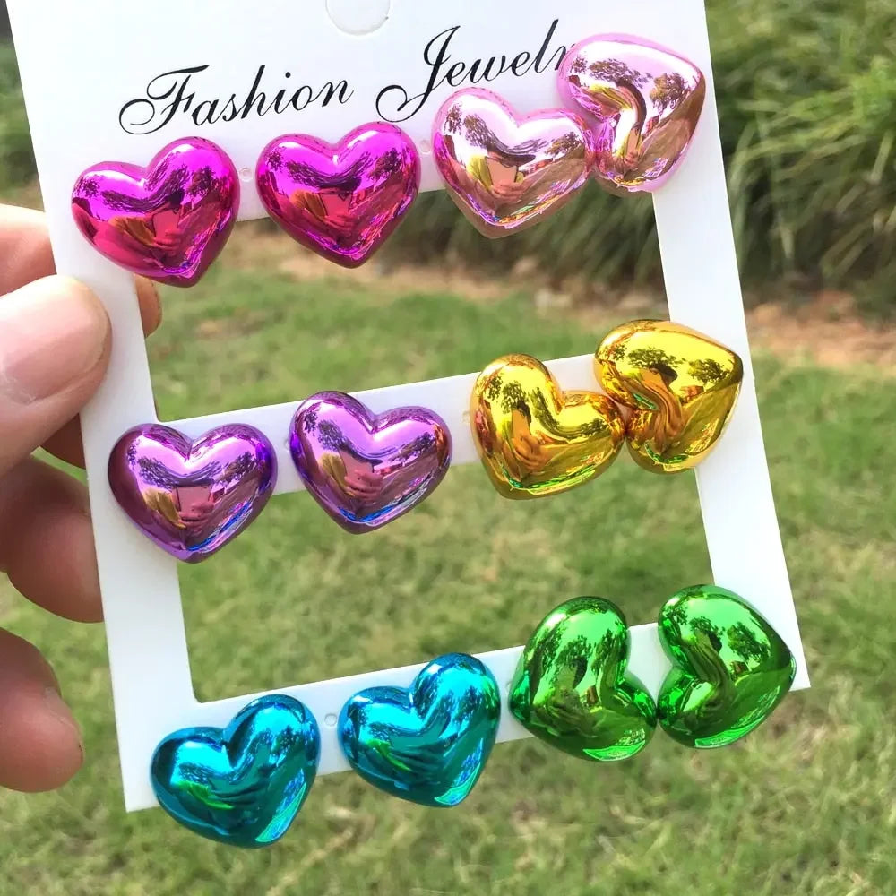 Happy Metallic Balloon Stud Earrings Set