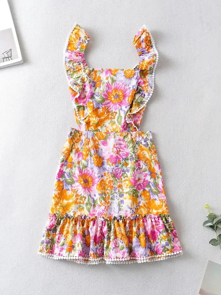 Sunset Bloom Ruffle Mini Dress