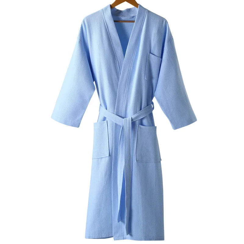 Women 100% Cotton Terry Bath Robe Plus Size Suck Water Towel Bathrobe Kimono Dressing Gown Winter Summer Men Waffle Sleepwear